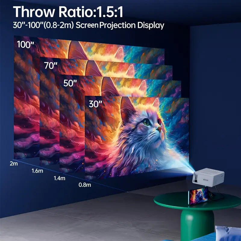🌟 Convierte cualquier pared en un cine – Mini Proyector HY300 Portátil 🎬