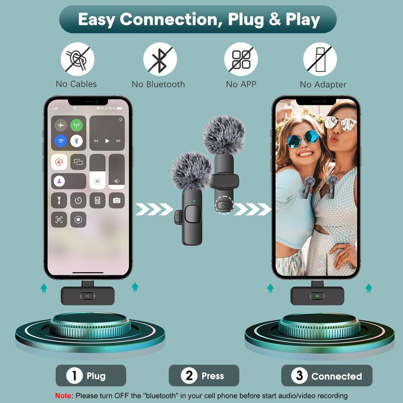 🎤 Pack de 2 Microfono De Solapa Inalambrico  + Envío Gratis – ¡Paga al Recibir!