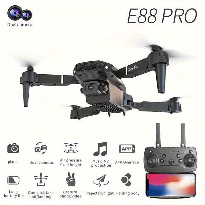 🚀 Drone E88 PRO – Cámara HD Dual + WIFI 📷 | Entrega GRATIS y Pago al Recibir